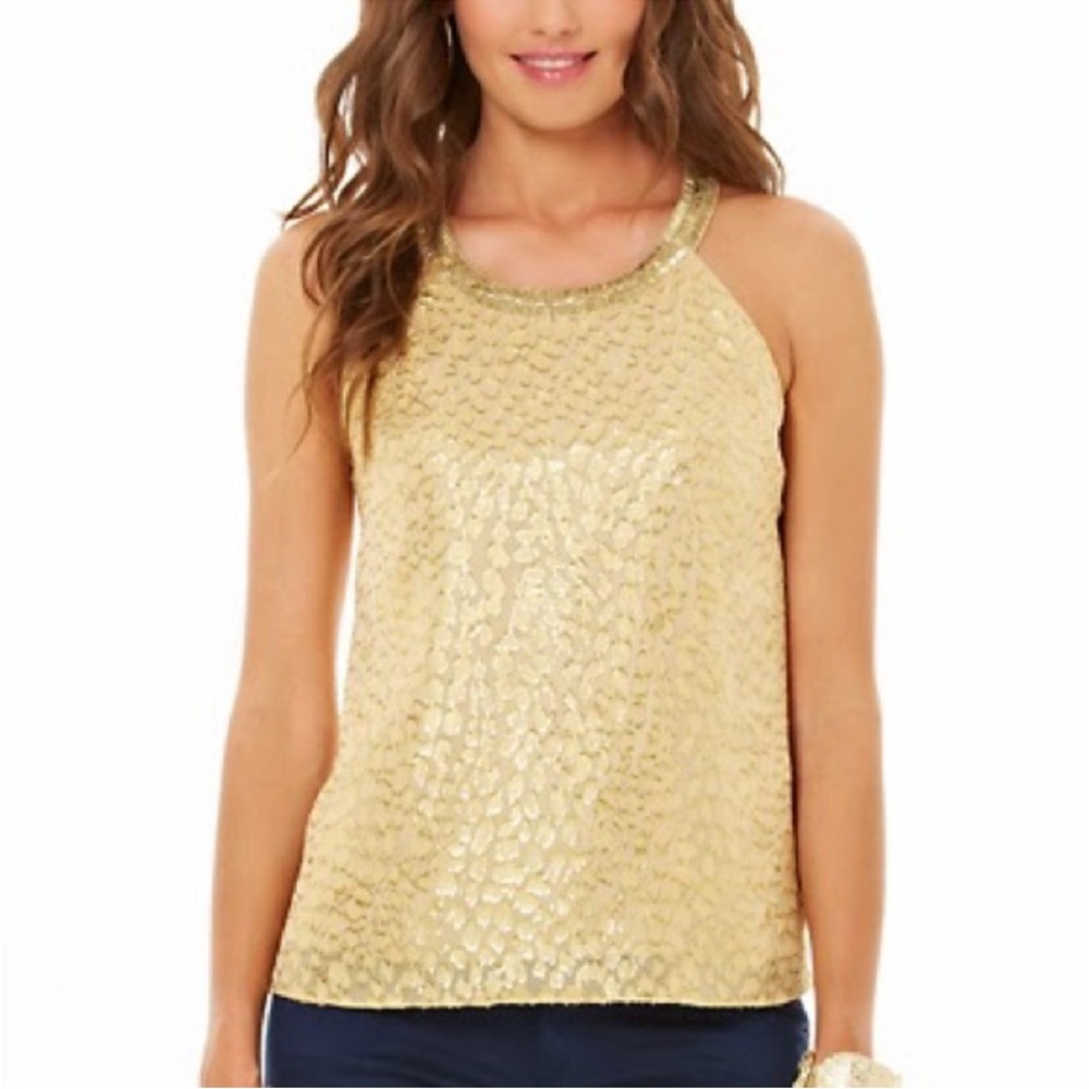NWT Lilly Pulitzer Corsica Top Almond Packin Heat Jacquard XS